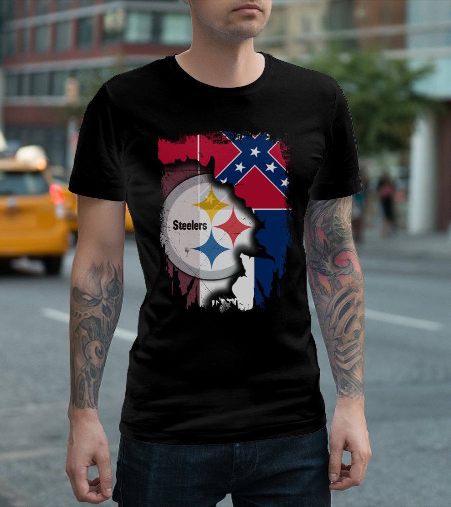 Together Mississippi With Steelers Logo And Confederate Flag T-Shirt