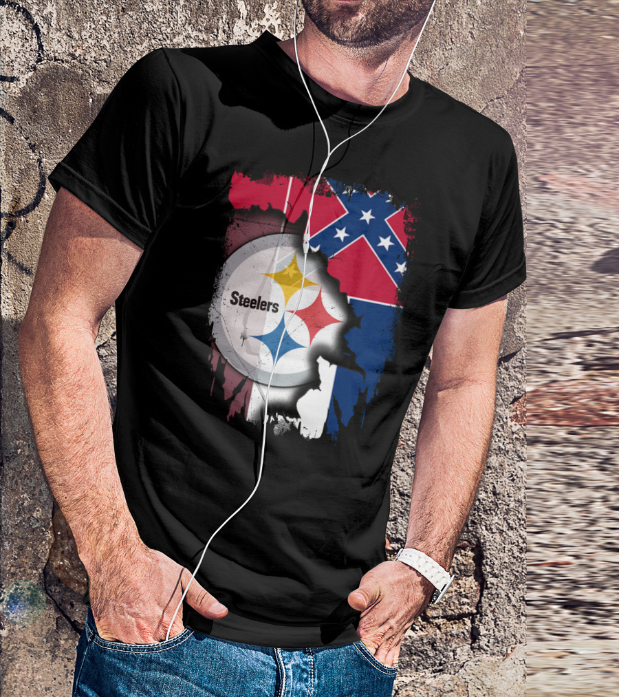 Together Mississippi With Steelers Logo And Confederate Flag T-Shirt