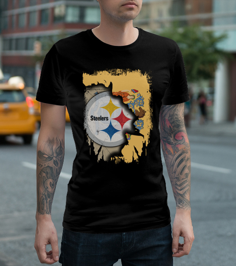 Steelers Logo Within New Jersey Map T-Shirt
