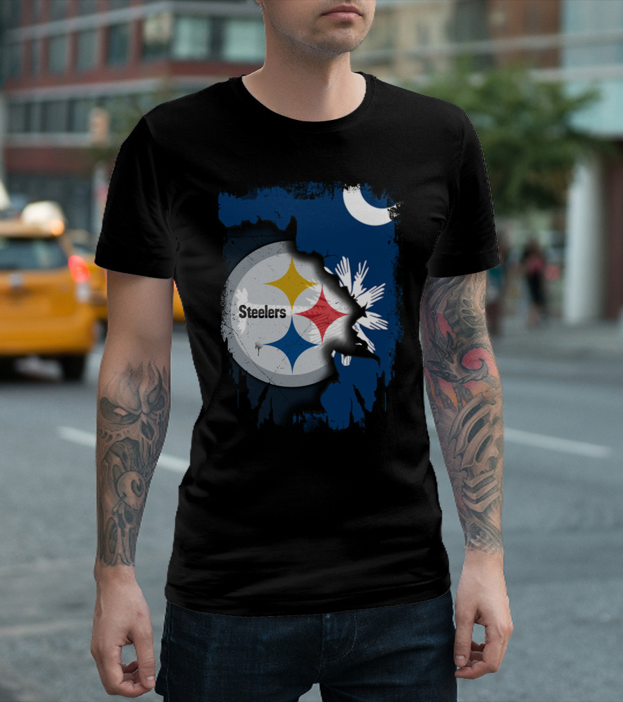 Steelers Logo Integrated With South Carolina Flag Elements T-Shirt