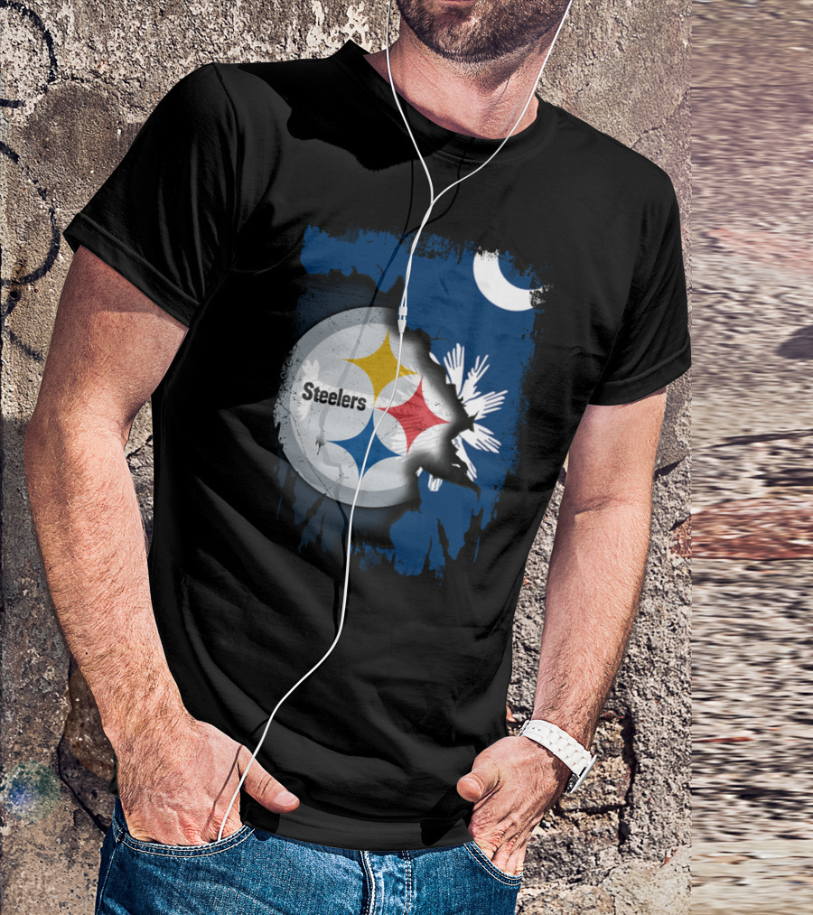 Steelers Logo Integrated With South Carolina Flag Elements T-Shirt
