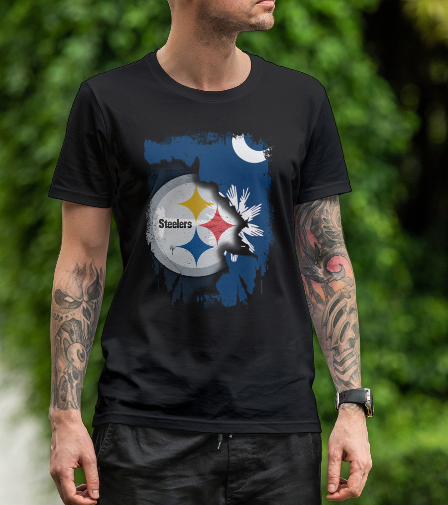 Steelers Logo Integrated With South Carolina Flag Elements T-Shirt