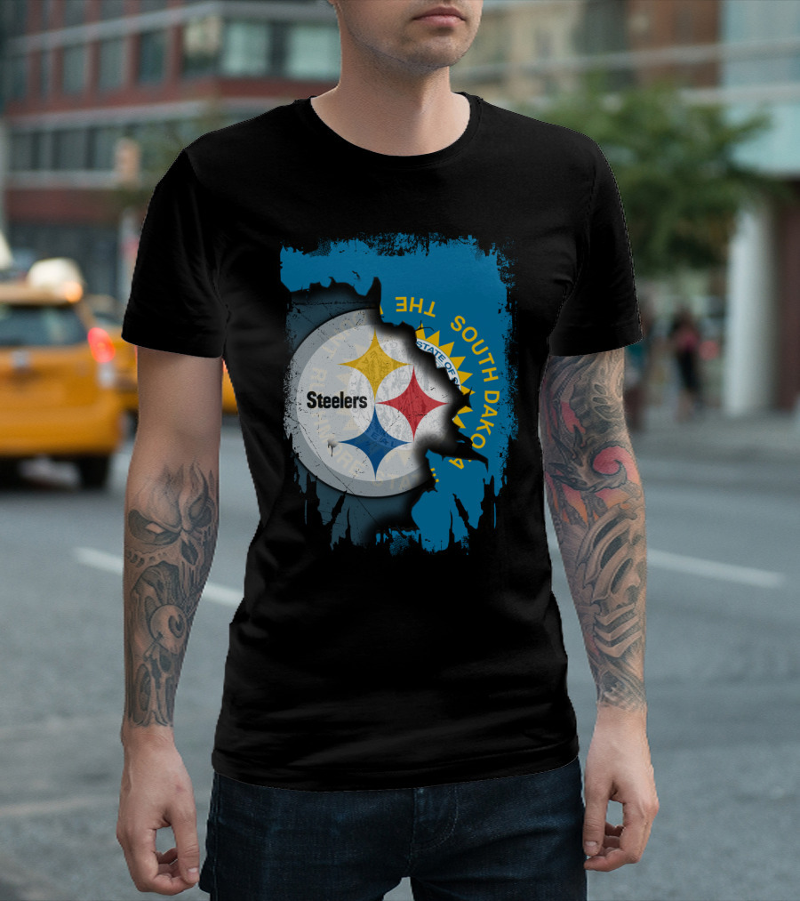 South Dakota State Flag With Steelers Logo Integration T-Shirt