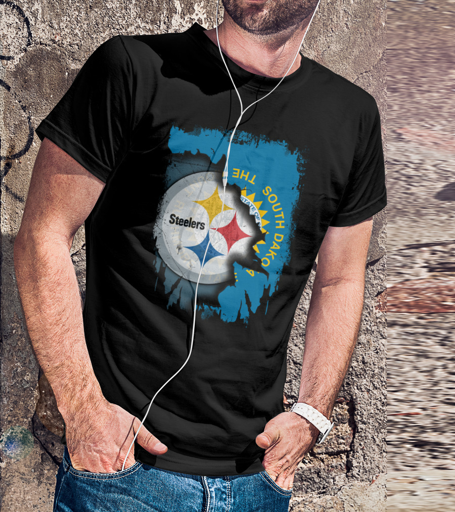 South Dakota State Flag With Steelers Logo Integration T-Shirt