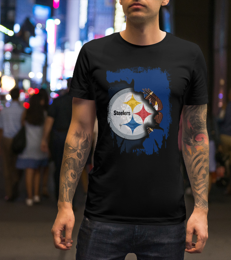 Steelers Eagle Emblem Artwork With Together Utah Integration T-Shirt