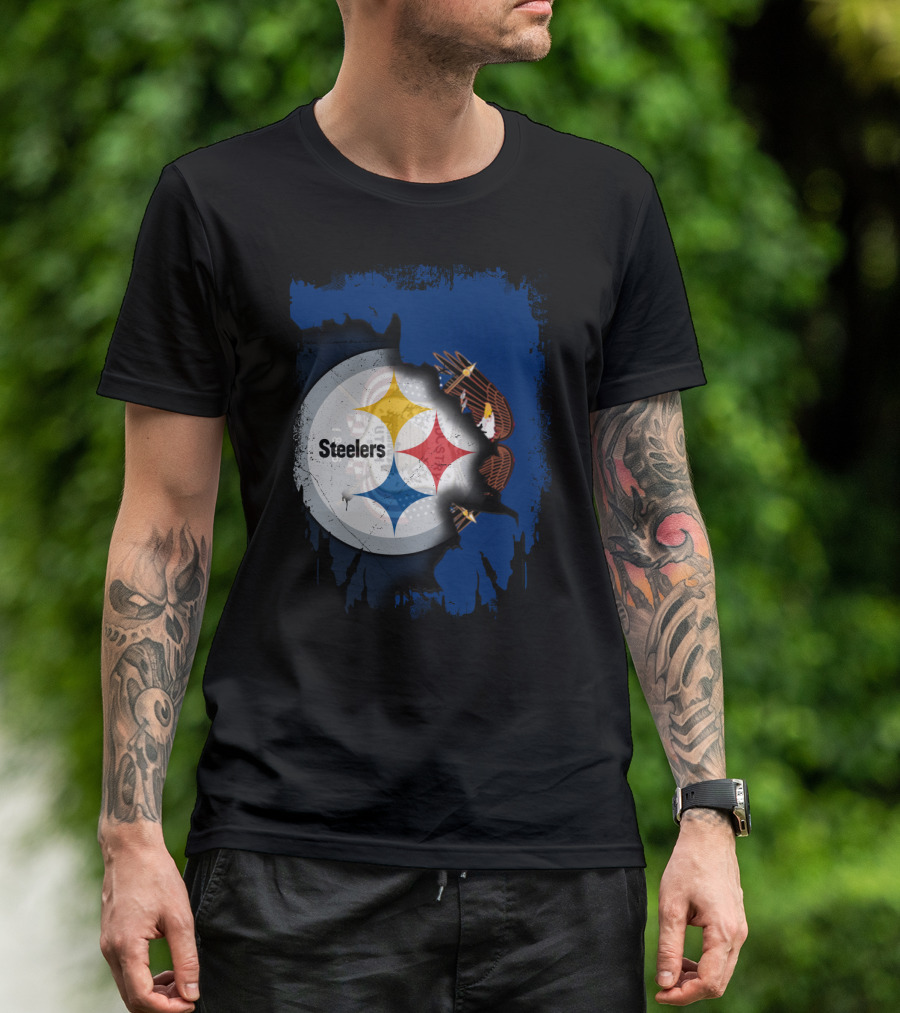 Steelers Eagle Emblem Artwork With Together Utah Integration T-Shirt