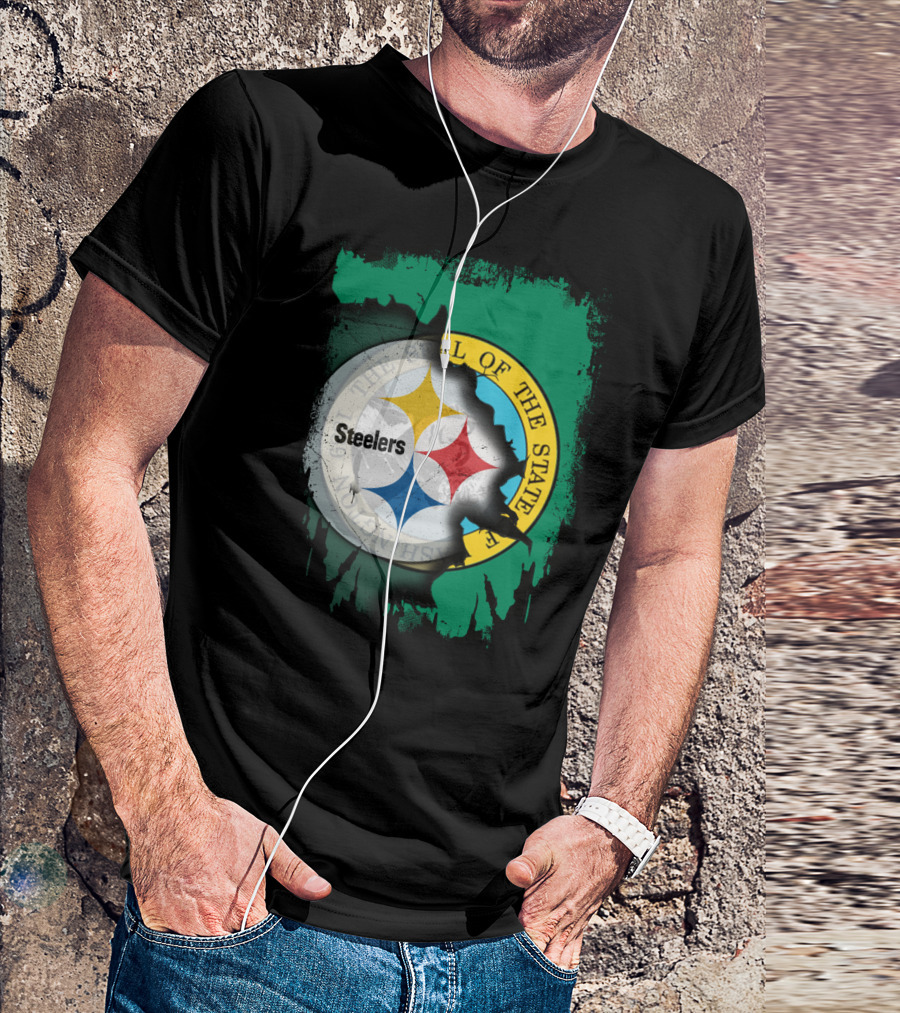 Washington State Meets Steelers Football Emblem T-Shirt