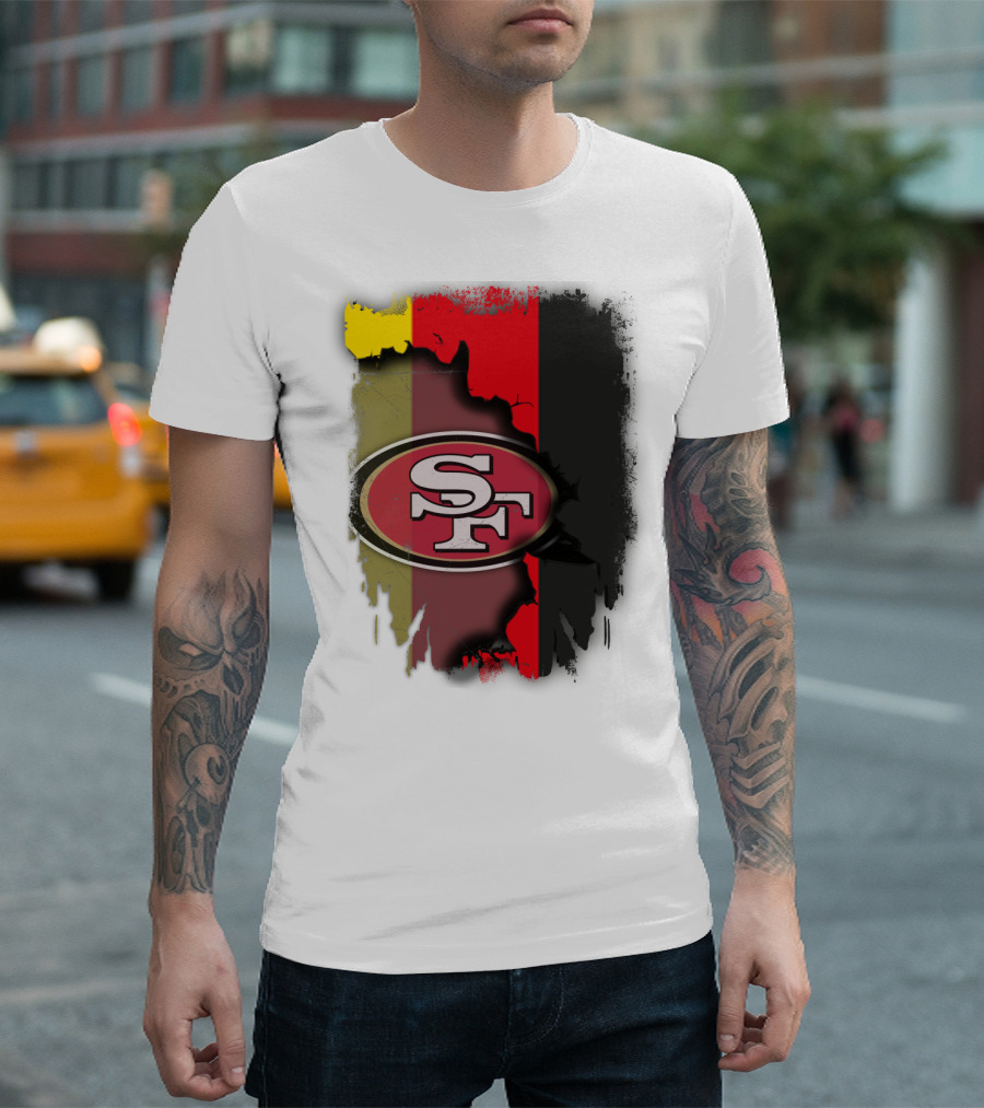 Germany Flag with San Francisco 49ers Logo Blend T-Shirt
