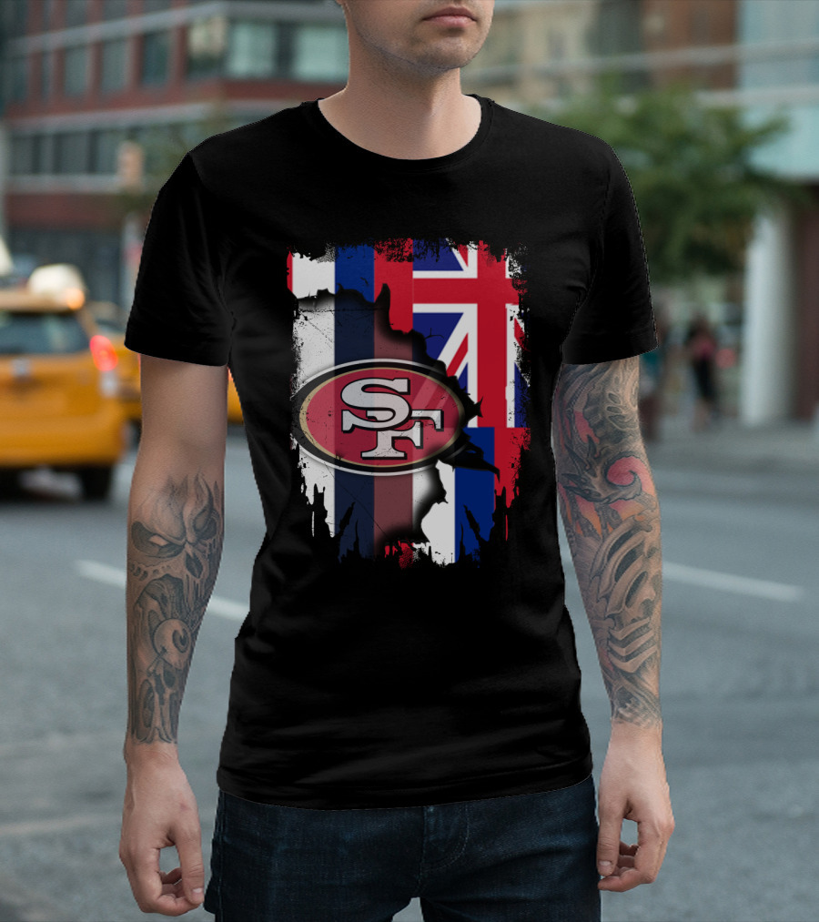 Hawaii 49ers SF Logo with Hawaiian Flag T-Shirt