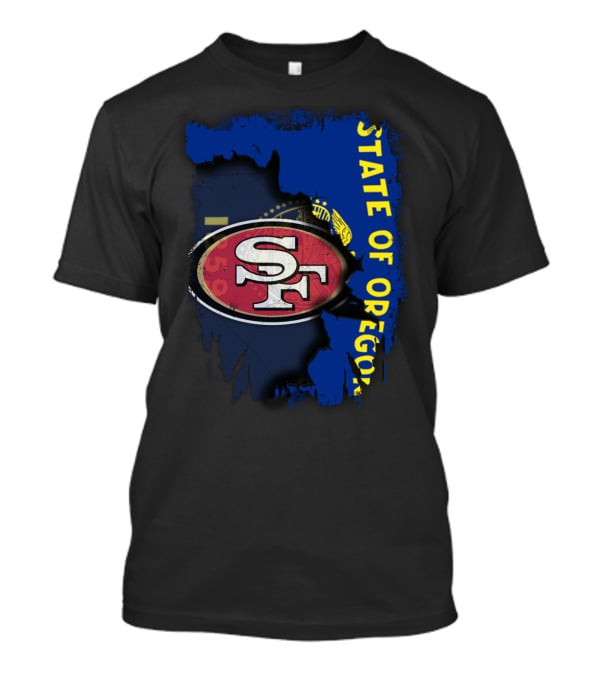 State Of Oregon With 49ers SF Logo Overlay T-Shirt