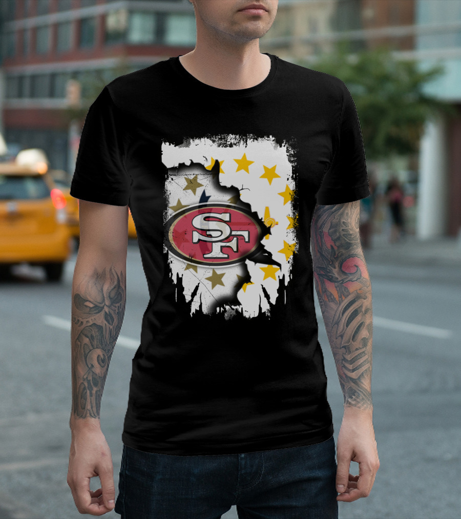 Together Rhode Island 49ers SF Logo Stars Map T-Shirt