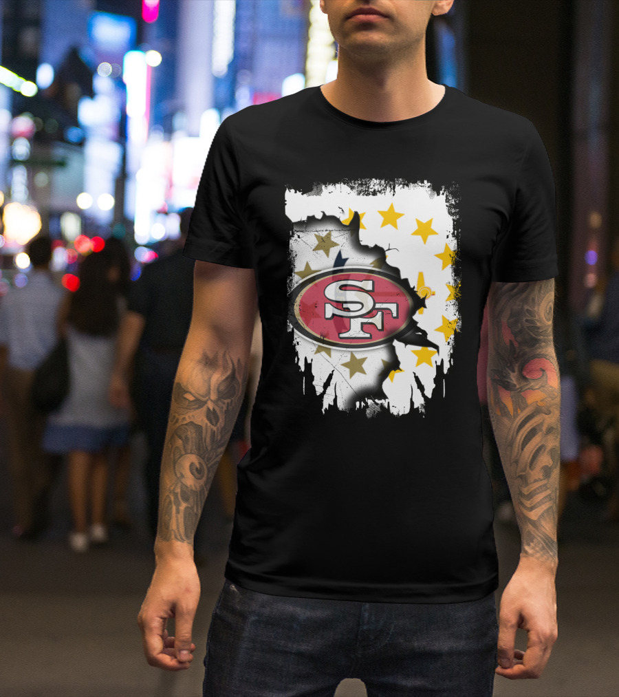 Together Rhode Island 49ers SF Logo Stars Map T-Shirt