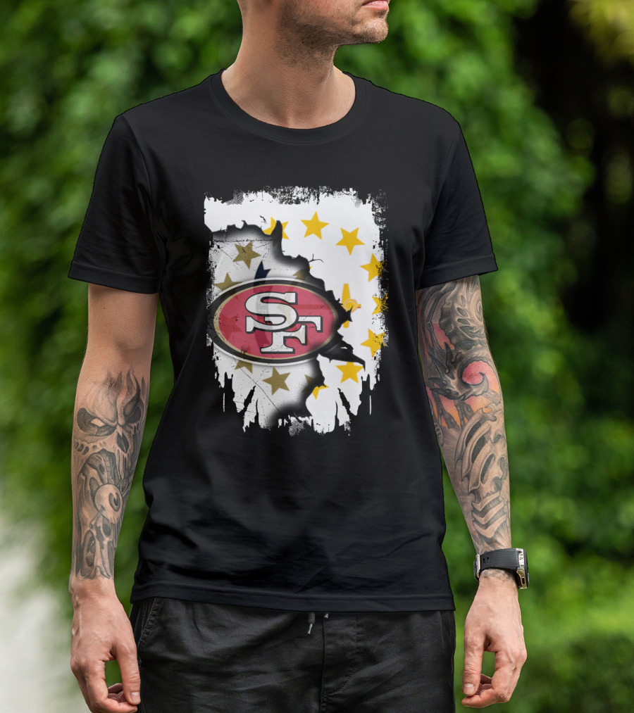 Together Rhode Island 49ers SF Logo Stars Map T-Shirt
