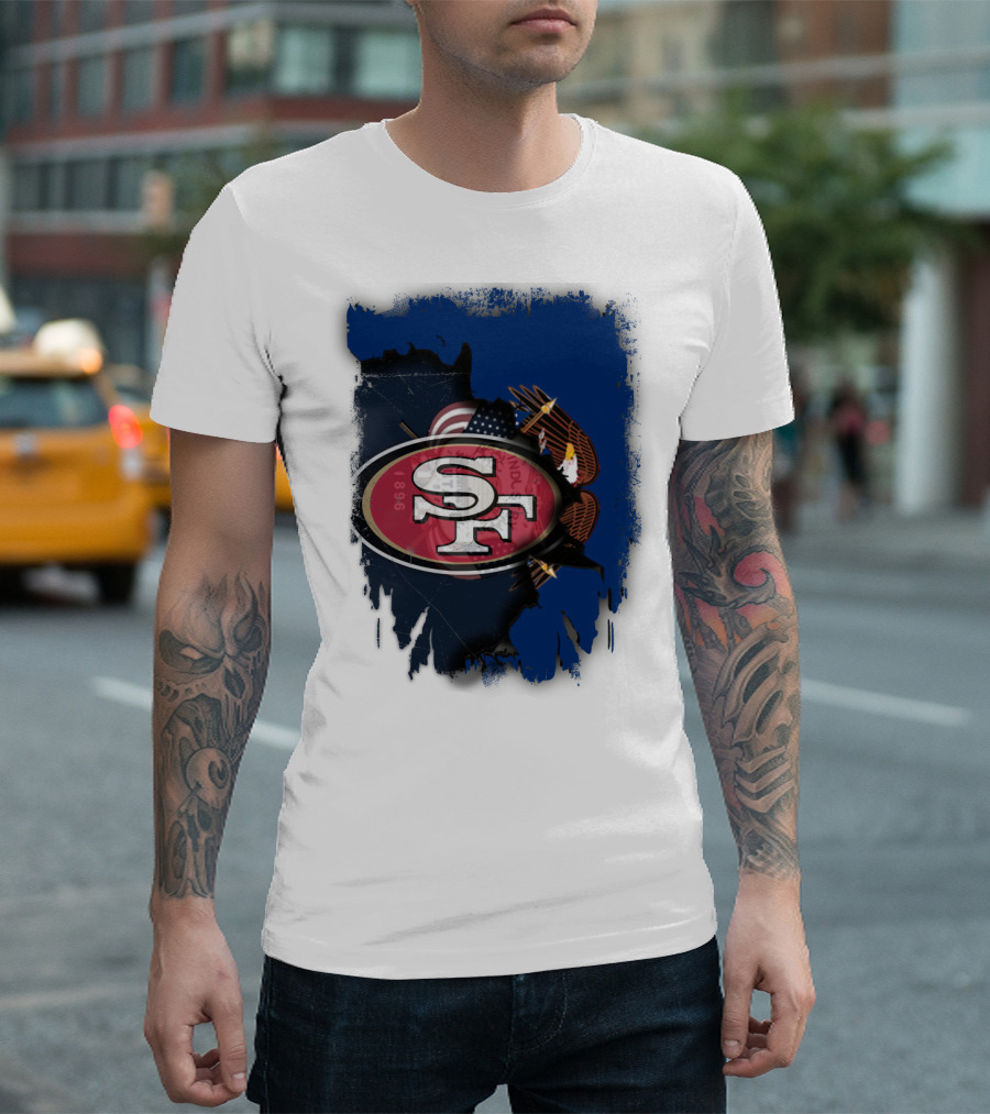 49ers and Eagle with American Flag T-Shirt