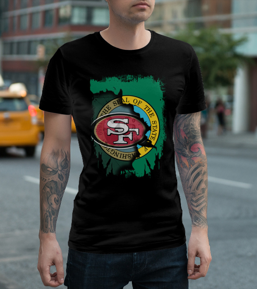 SF 49ers With Washington State Seal Clash T-Shirt