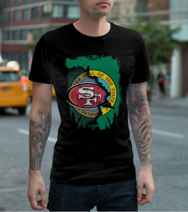 SF 49ers With Washington State Seal Clash T-Shirt