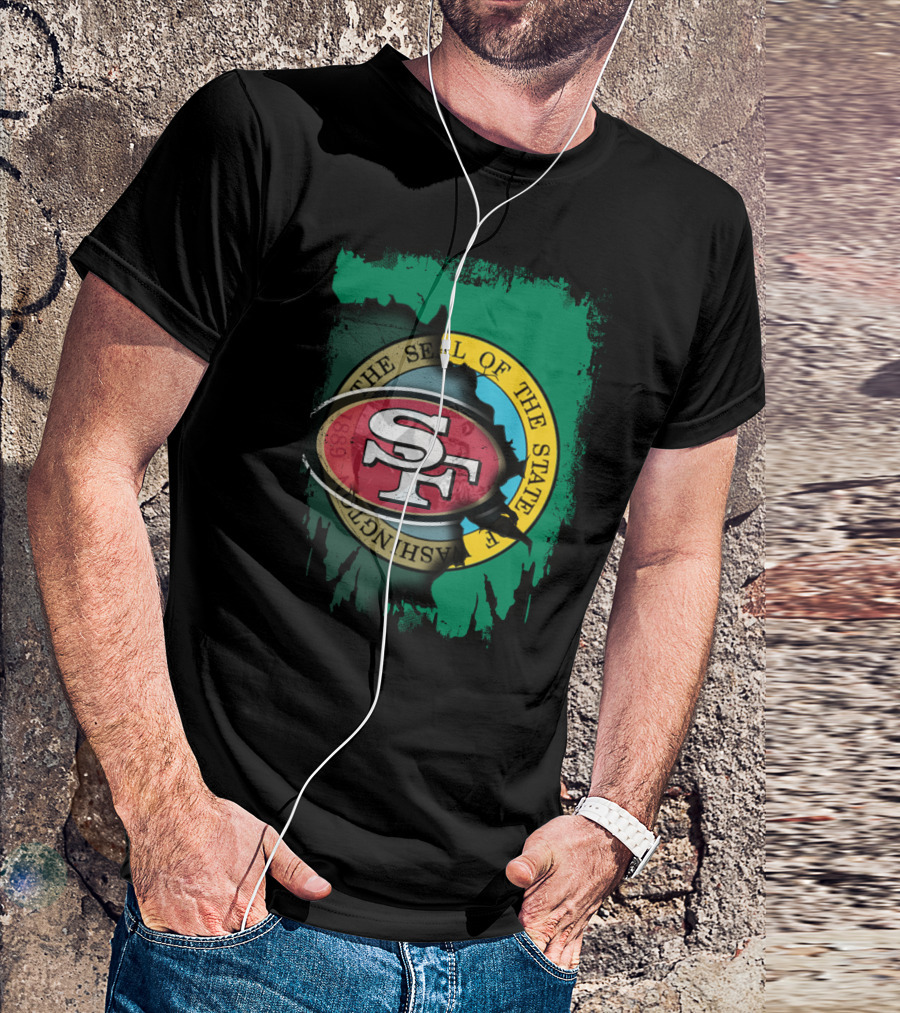 SF 49ers With Washington State Seal Clash T-Shirt