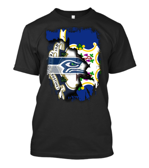 Connecticut State Pride With Seattle Seahawks T-Shirt
