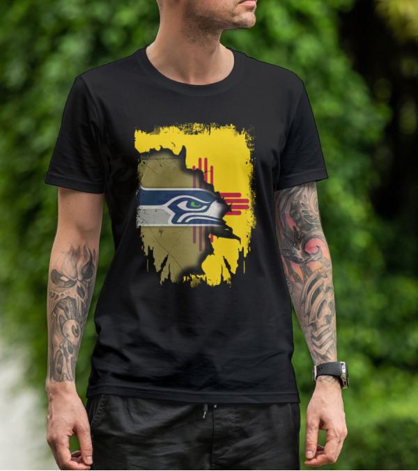 New Mexico Zia With Seahawks Logo Fusion T-Shirt