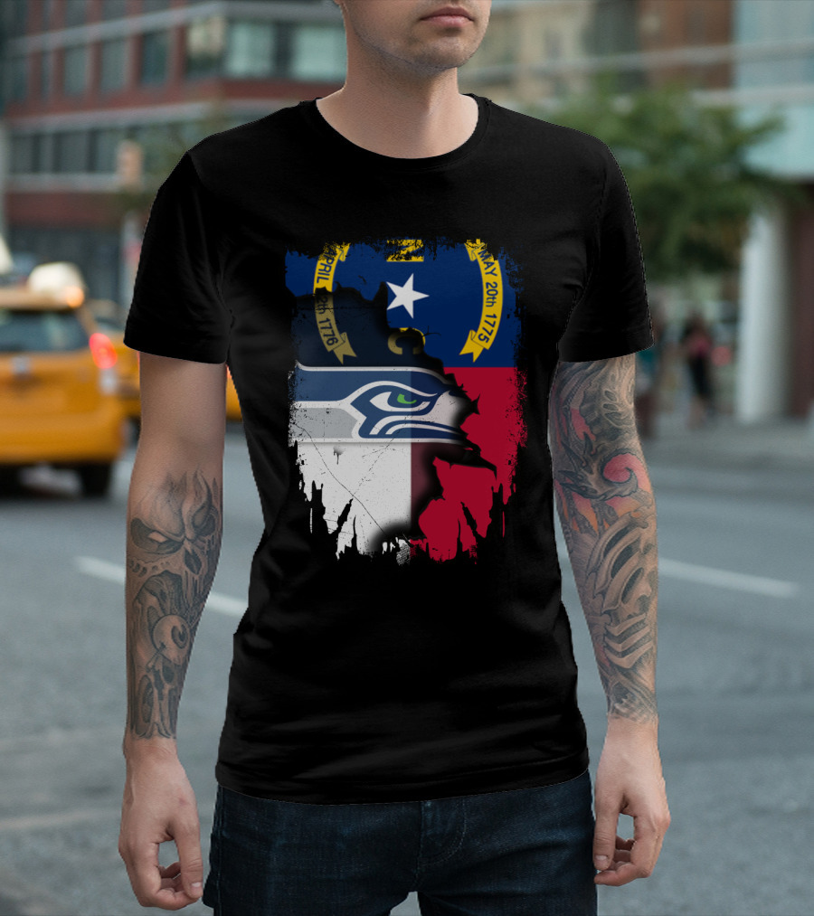 Together North Carolina Flag With Seattle Seahawks T-Shirt