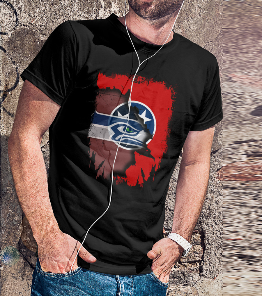 Tennessee Flag Seahawks Logo Fusion T-Shirt