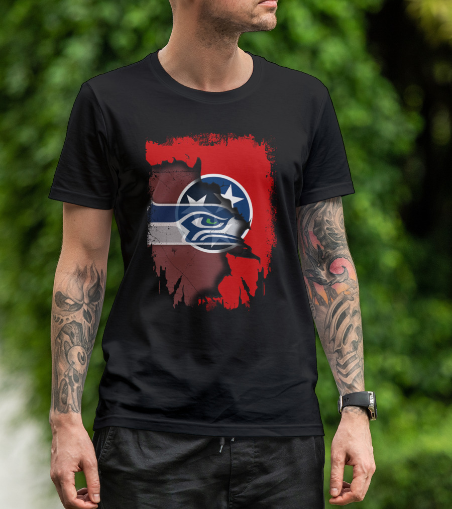 Tennessee Flag Seahawks Logo Fusion T-Shirt