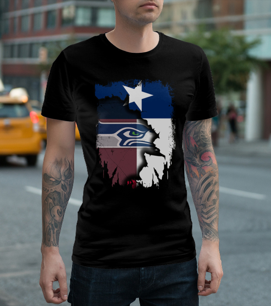Texas and Seahawks United with Lone Star Sea Hawk T-Shirt