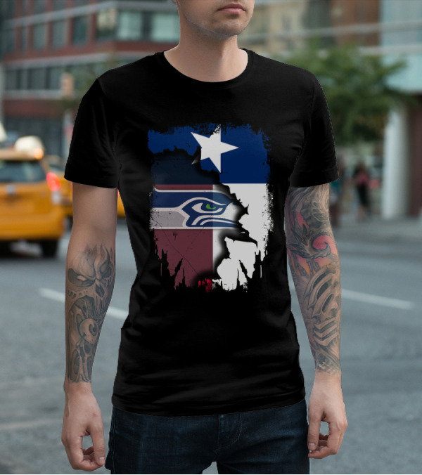 Texas And Seahawks United With Lone Star Sea Hawk T-Shirt