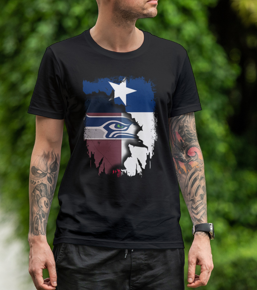 Texas And Seahawks United With Lone Star Sea Hawk T-Shirt