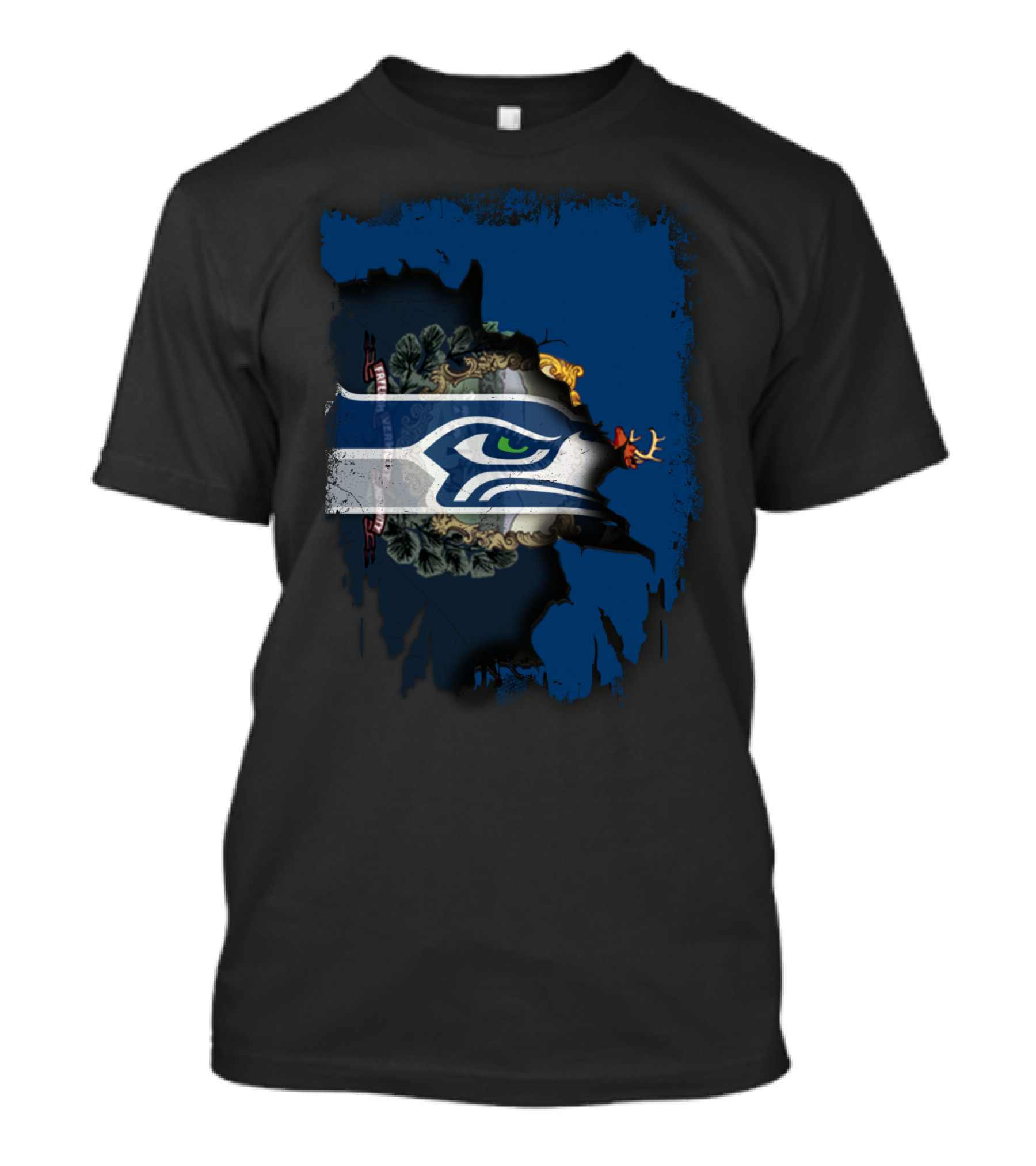 Seahawks Logo With Vermont State Emblem Integration T-Shirt