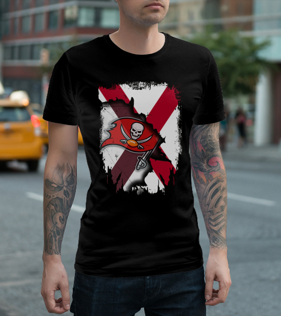 Alabama State Flag With Buccaneers Logo Together T-Shirt