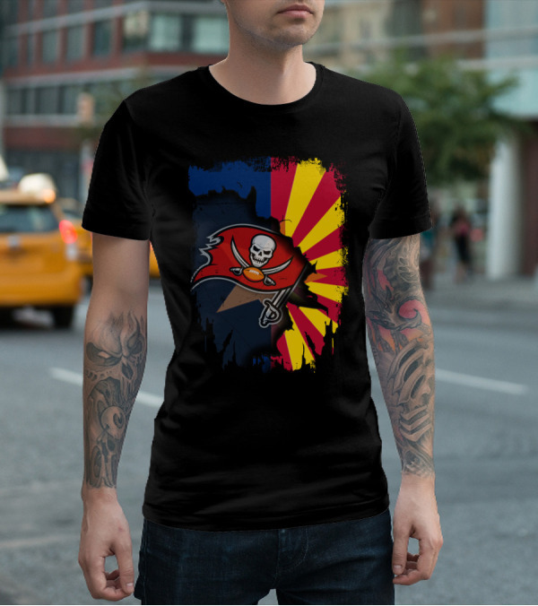 Arizona State Flag And Buccaneers Logo Together T-Shirt