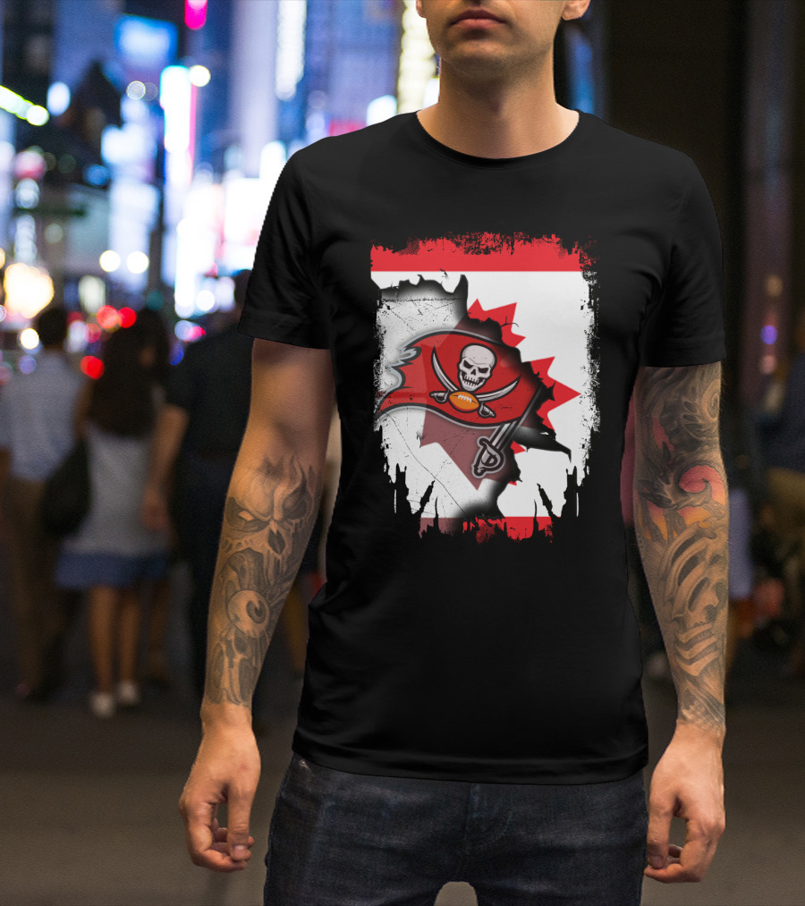 Canada Flag Buccaneers Football Fusion T-Shirt