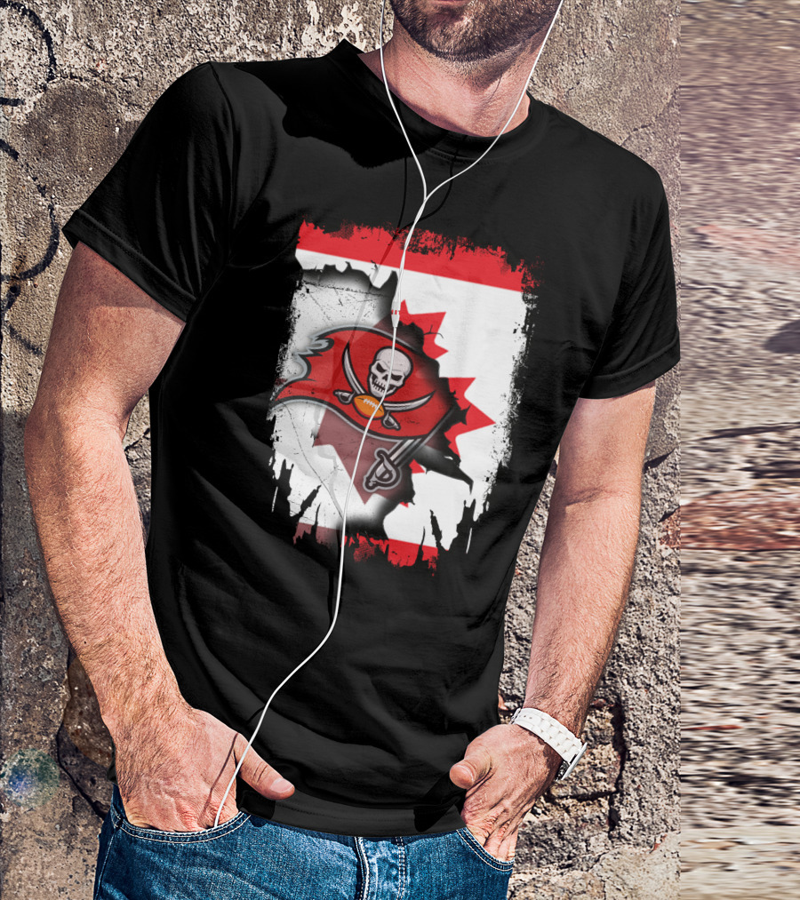 Canada Flag Buccaneers Football Fusion T-Shirt