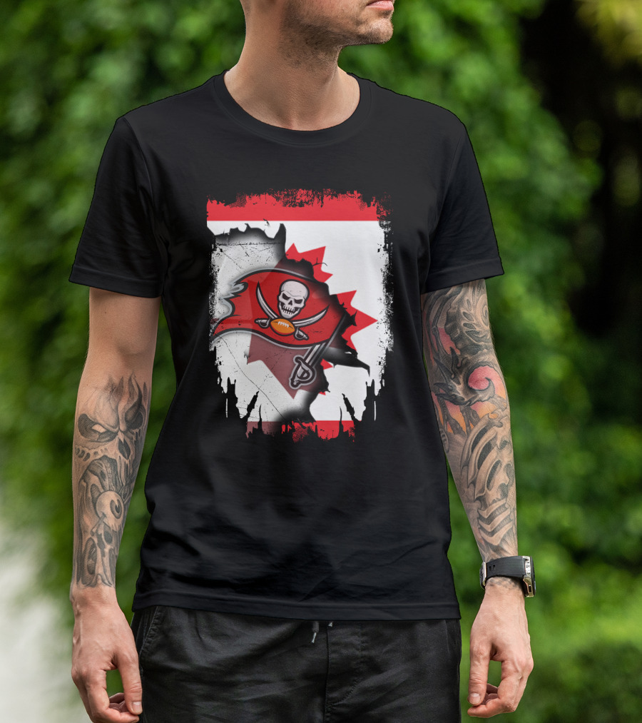 Canada Flag Buccaneers Football Fusion T-Shirt