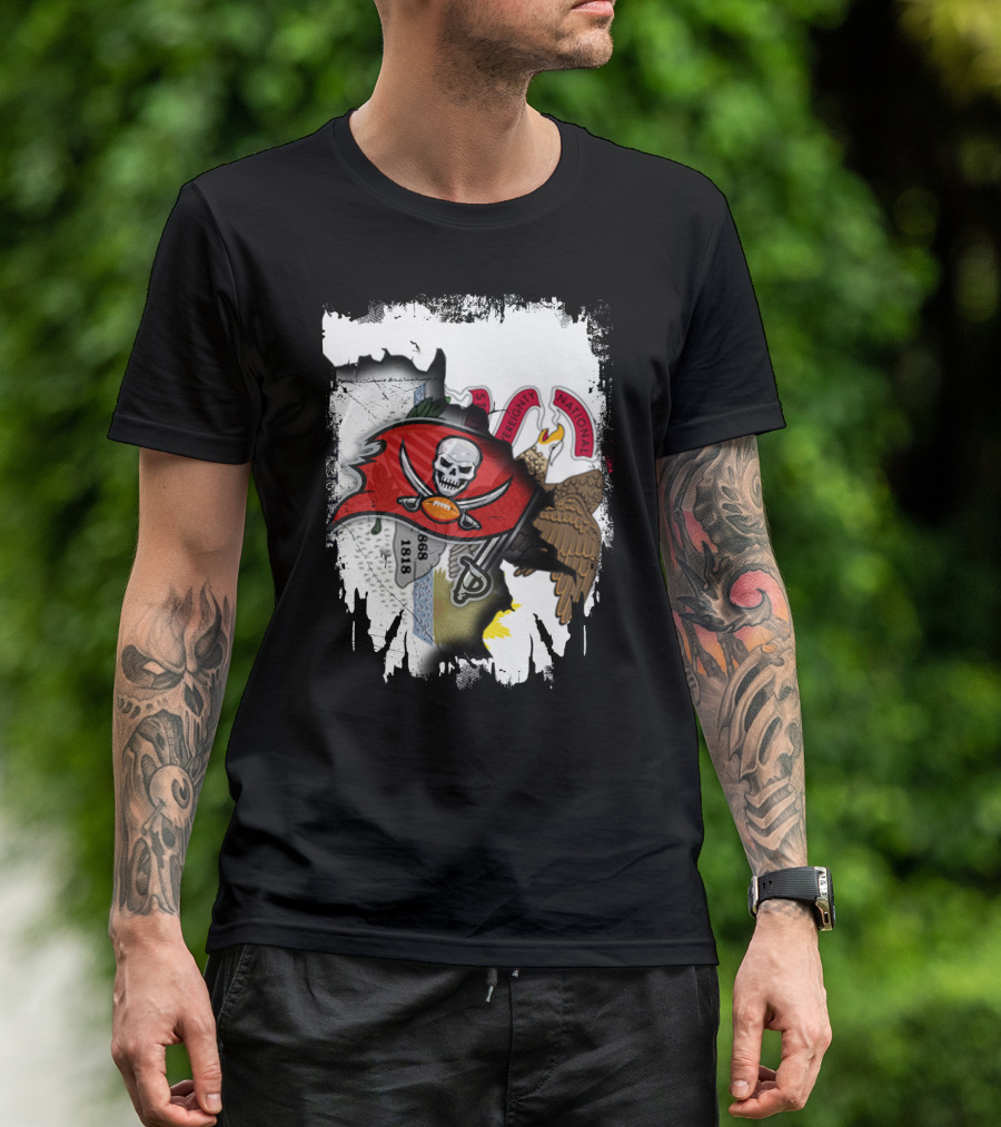 Union Illinois With Buccaneers Flag And Eagle 1868 Elements T-Shirt