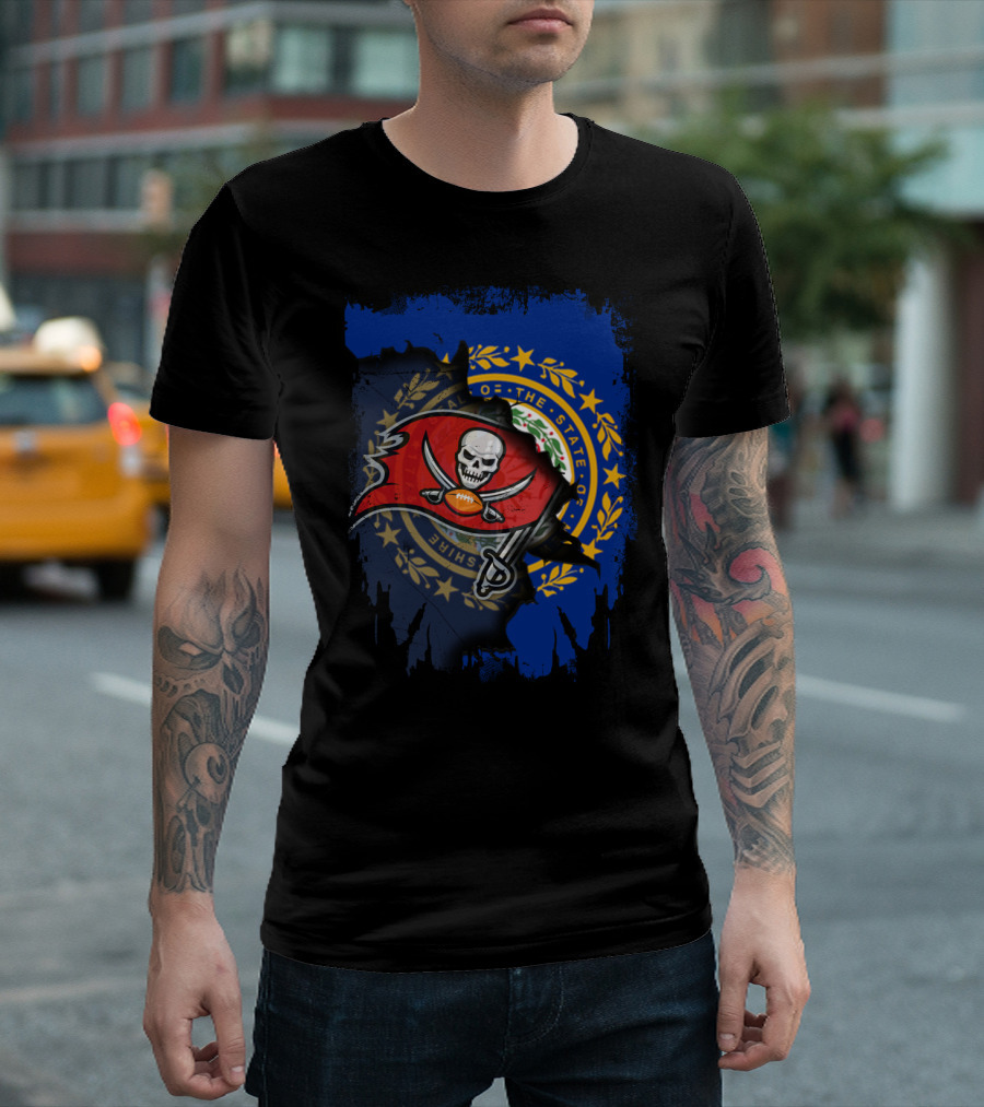 New Hampshire State Flag Combined With Tampa Bay Buccaneers T-Shirt