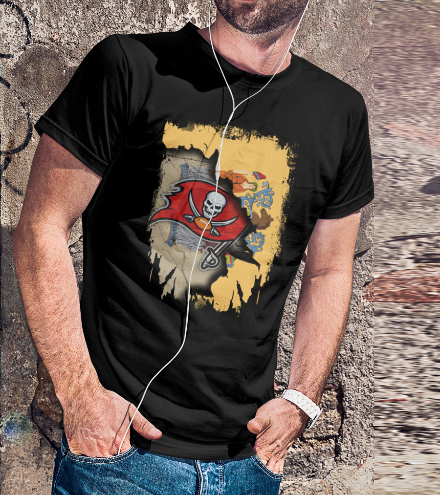 Together New Jersey Buccaneers Football Flag Map T-Shirt