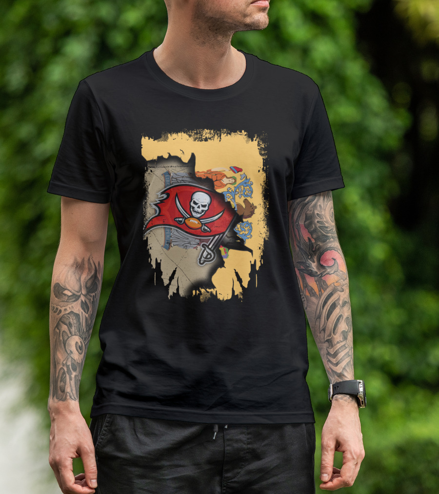 Together New Jersey Buccaneers Football Flag Map T-Shirt