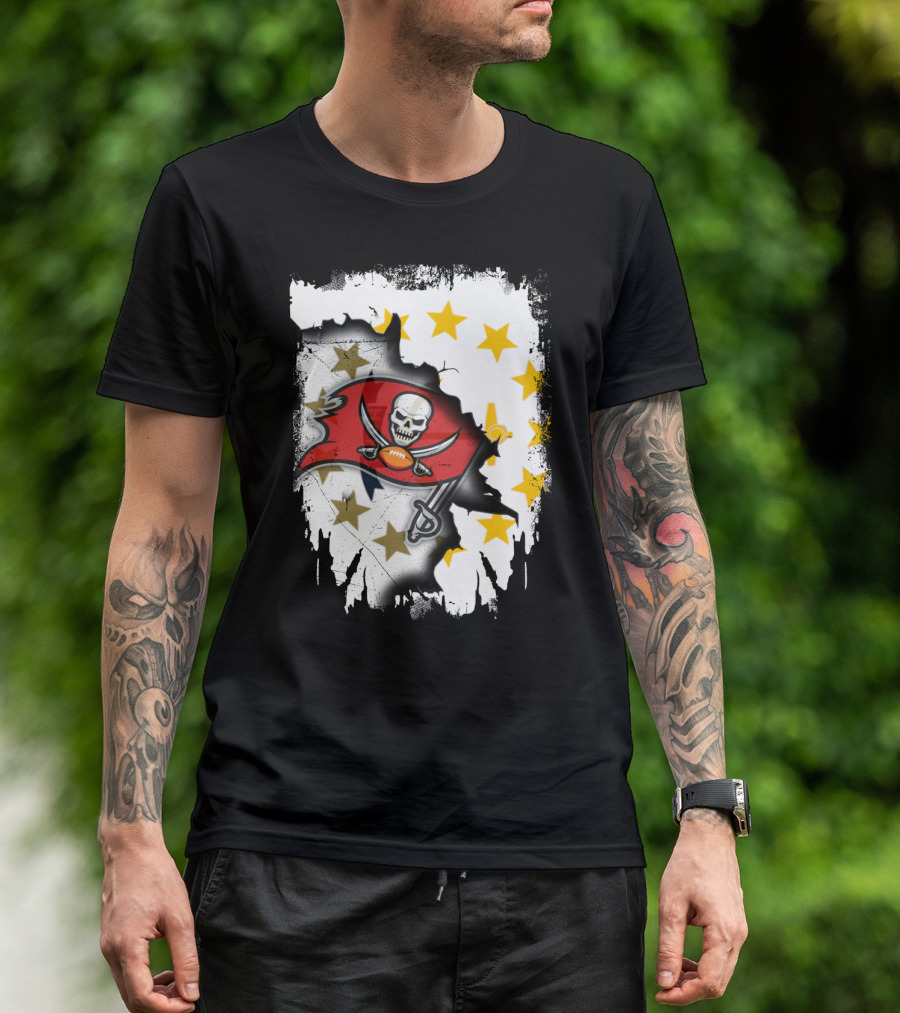 Together Rhode Island With Buccaneers Flag And Stars T-Shirt