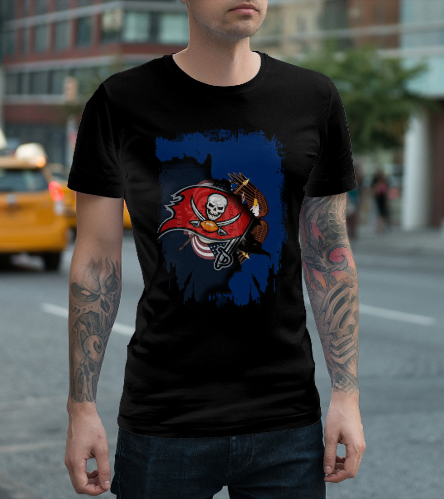 Together Utah Buccaneers American Pride Flag Eagle Skull T-Shirt