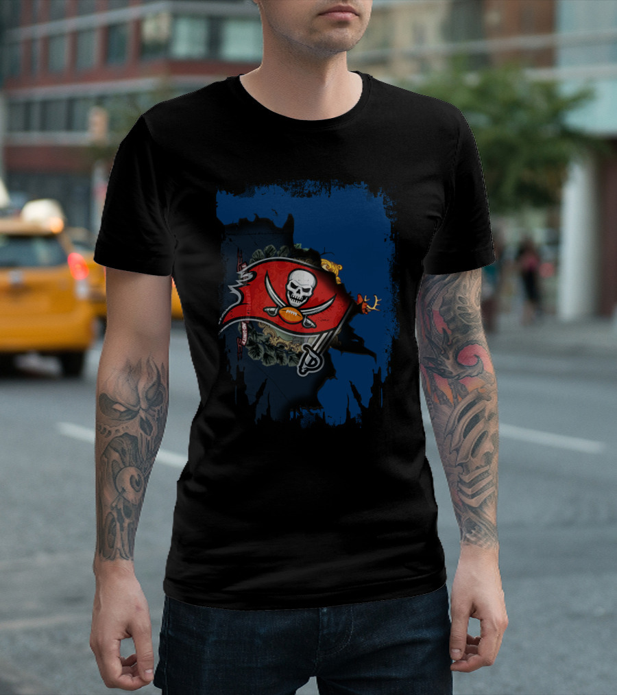 Together Vermont Buccaneers Flag with Skull and Football T-Shirt