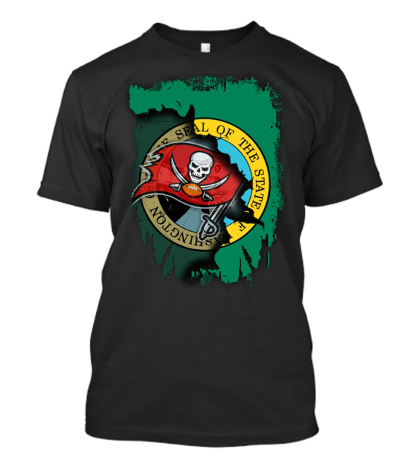 Washington State Seal And Buccaneers Logo Fusion T-Shirt