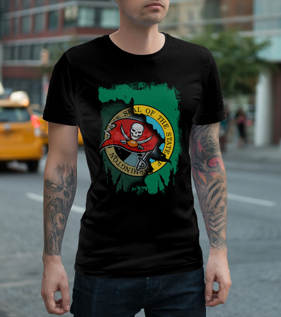 Washington State Seal and Buccaneers Logo Fusion T-Shirt