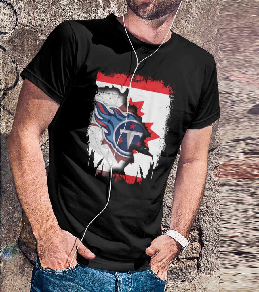 Canada Titans NFL Collaboration With Canadian Flag And Tennessee T-Shirt