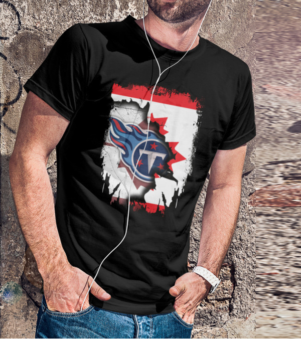 Canada Titans NFL Collaboration With Canadian Flag And Tennessee T-Shirt