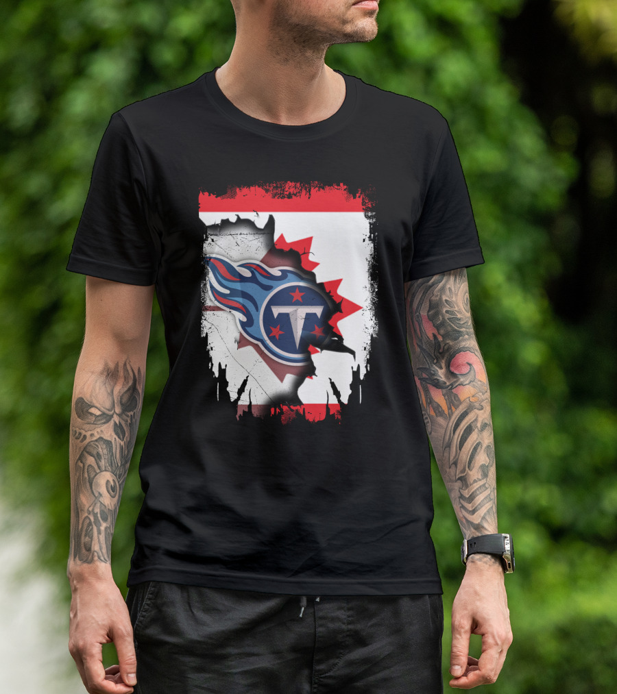 Canada Titans NFL Collaboration With Canadian Flag And Tennessee T-Shirt