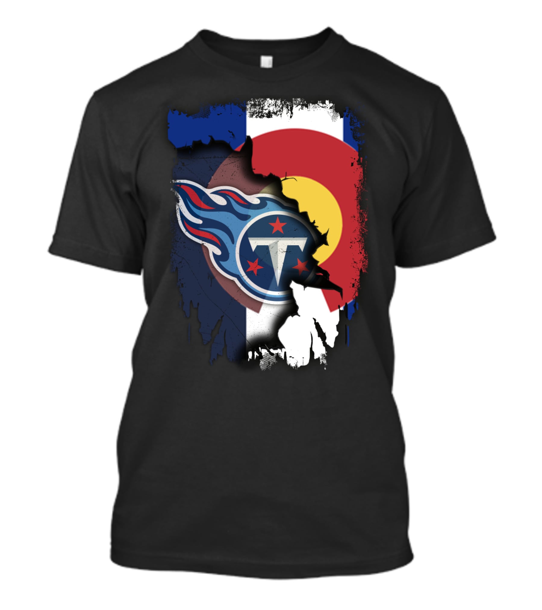 Together Colorado With Titans Logo Overlapping State Flag Colors T-Shirt