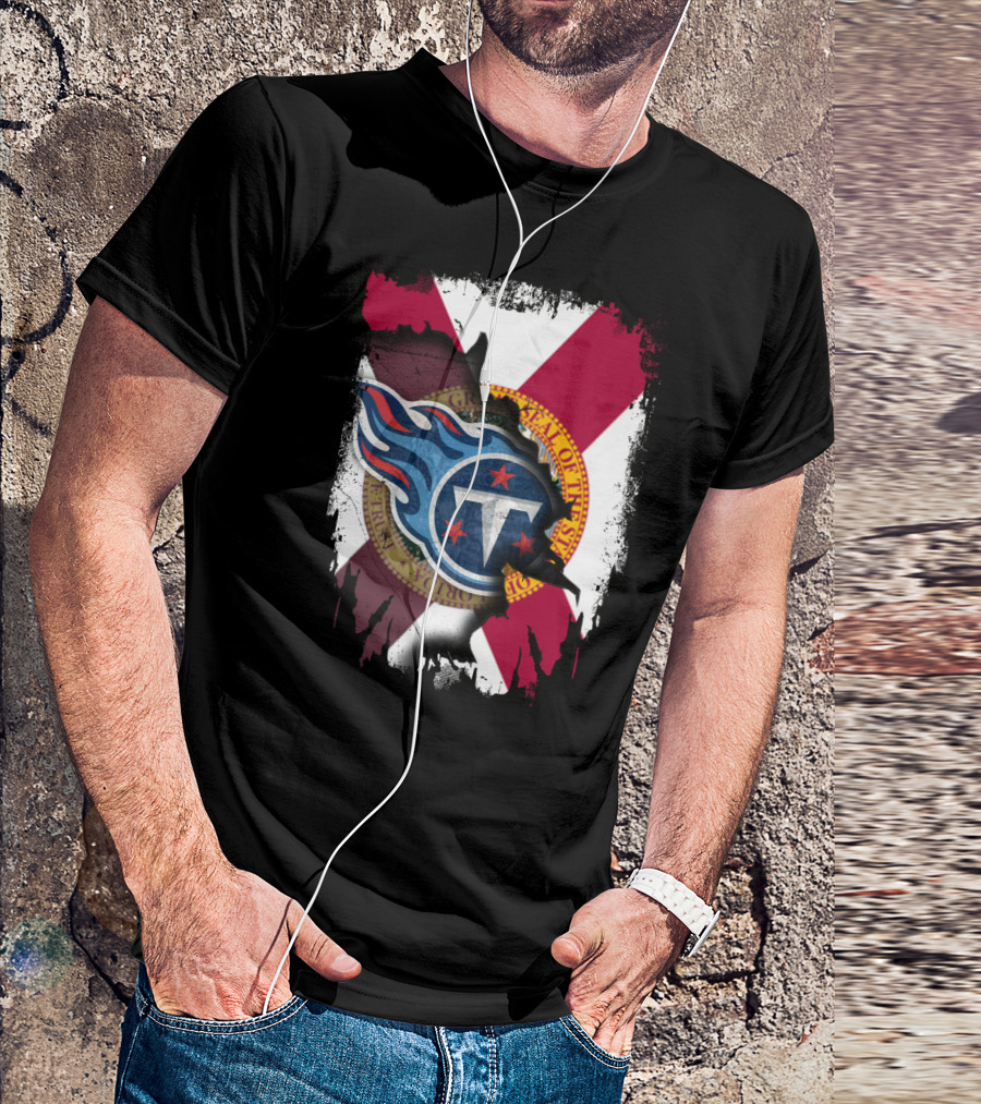 Florida State Flag And Tennessee Titans Logo Fusion T-Shirt