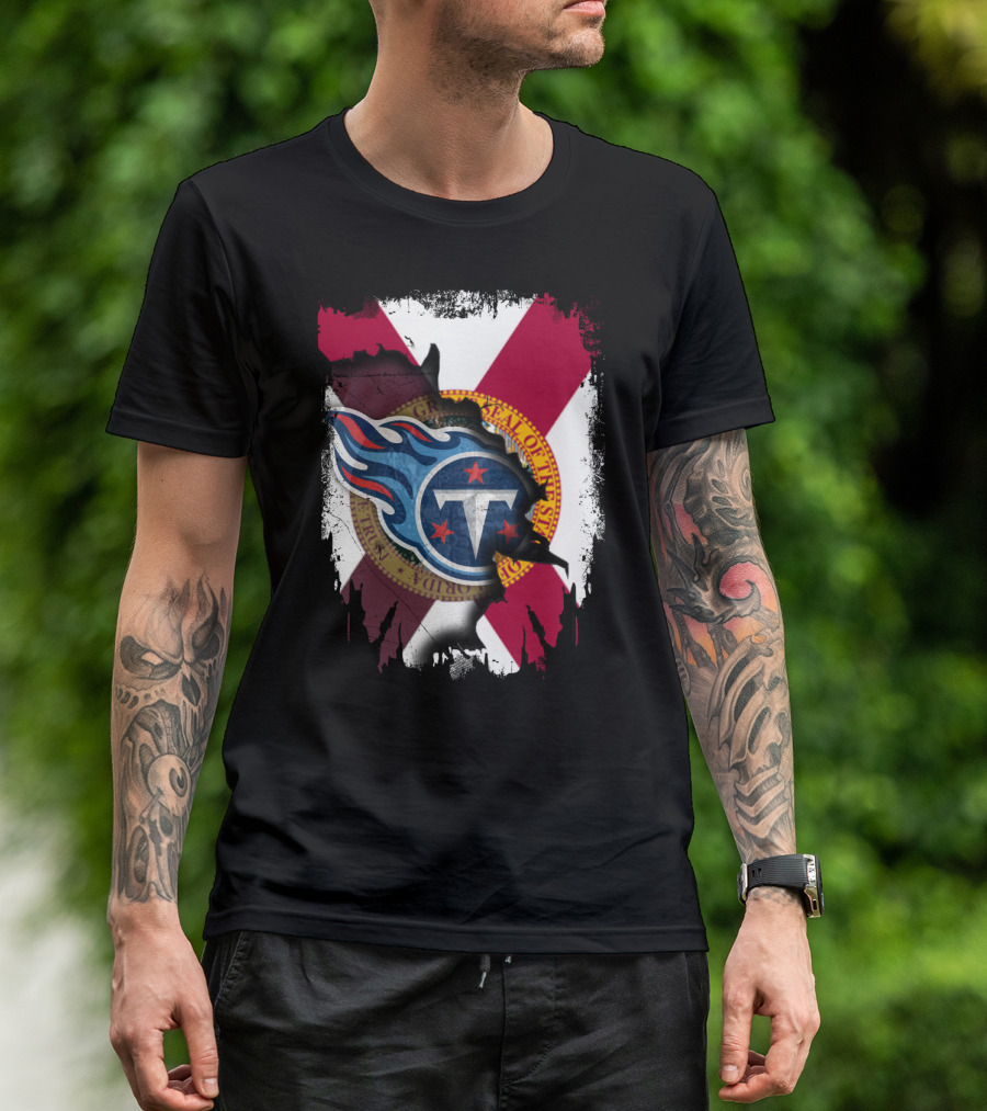 Florida State Flag And Tennessee Titans Logo Fusion T-Shirt